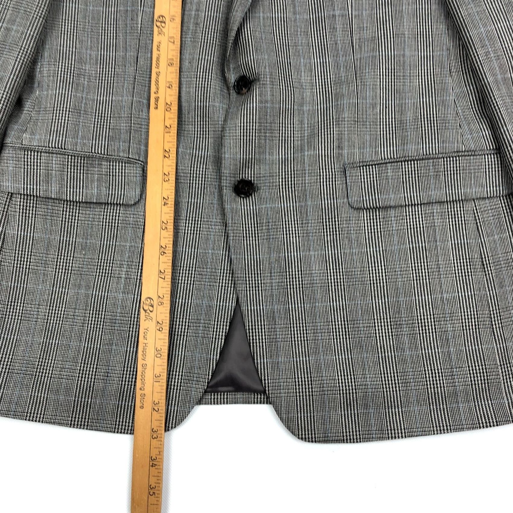 Ralph Lauren Ralph Lauren Blazer Wool Glen Check Mens 42L Gray Prince Wales Double Vent Notch Lapel 2 Button Suit Jacket Sport Coat Size 42R - 4 Thumbnail
