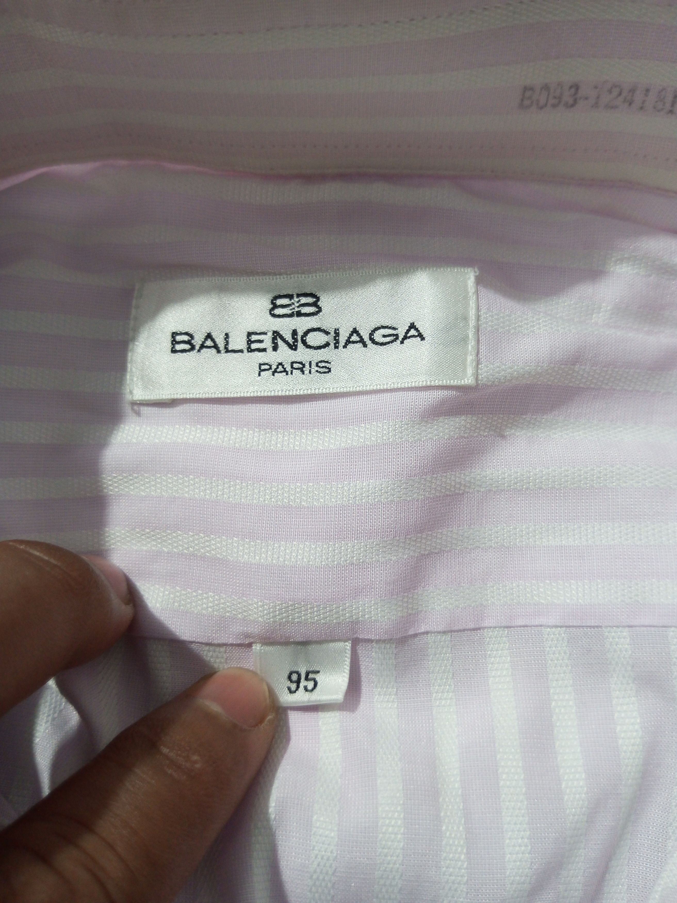 Balenciaga × Vintage Vintage Balenciaga BB pocket stripe baby pink button up Size US M / EU 48-50 / 2 - 11 Thumbnail