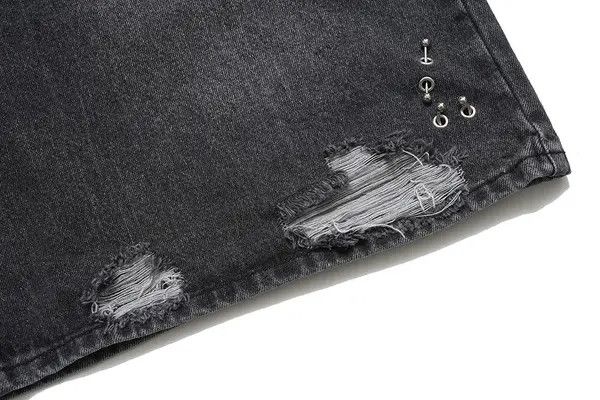 Japanese Brand Washed straight men's metal loose ripped denim shorts y2k Size US 32 / EU 48 - 4 Thumbnail