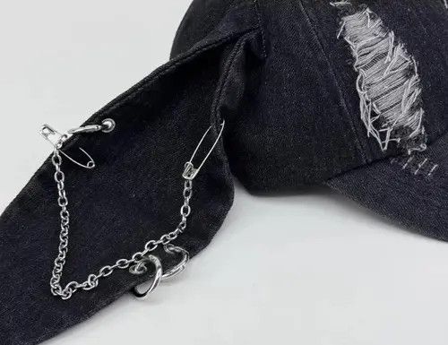 VIBE Avant garde chunky bunny rabbit ear distressed raw denim cap Size ONE SIZE - 7 Thumbnail
