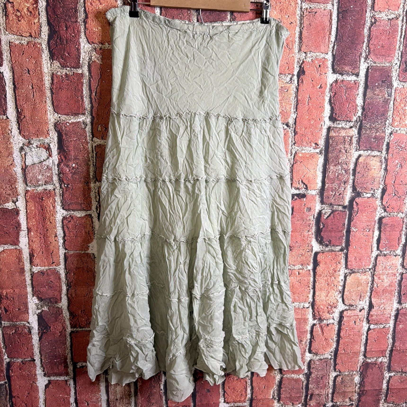 Johnny Was Johnny Was Skirt Women M Green Maxi A-Line Embroidered Boho Layered Hippie 90s Style Size 32" / US 10 / IT 46 - 2 Thumbnail
