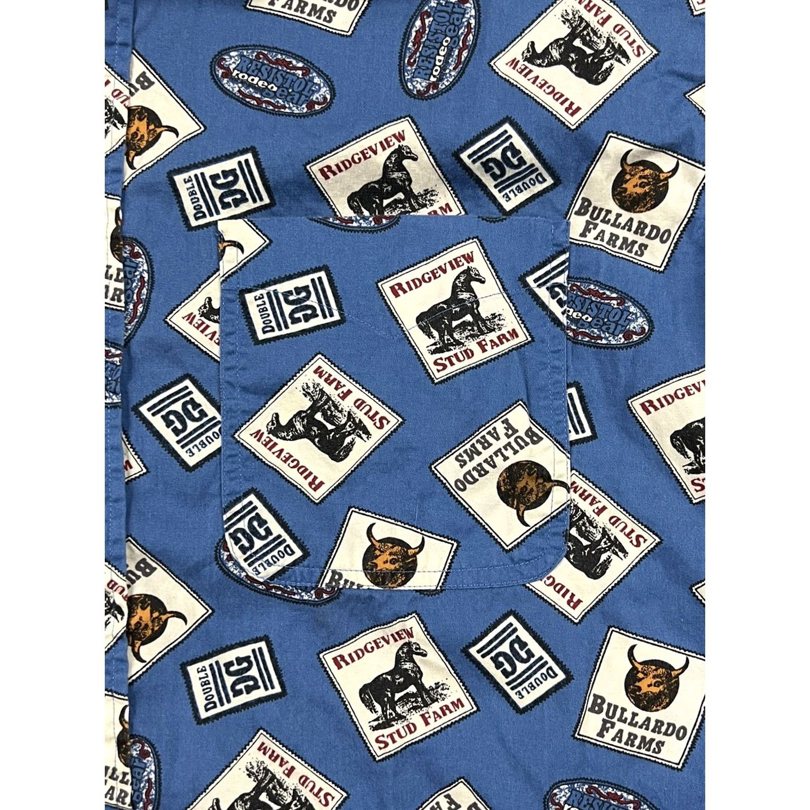 Vintage Resistol Rodeo Gear Shirt Men Large Western Cattle Print Short Sleeve Button Up Size US L / EU 52-54 / 3 - 3 Thumbnail
