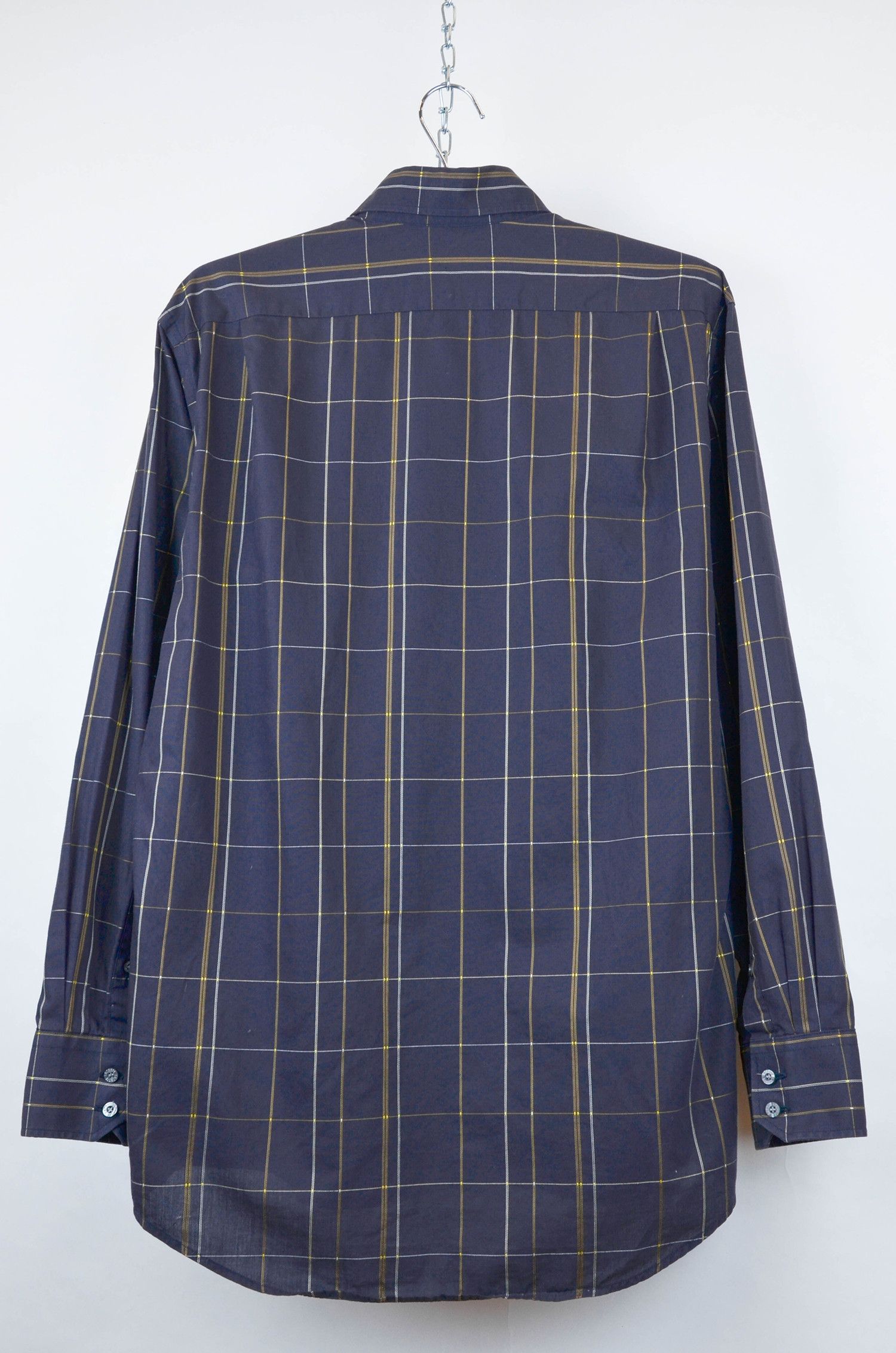 Lacoste Lacoste Navy Windowpane Check Button Down Shirt - Size M Size US M / EU 48-50 / 2 - 2 Thumbnail