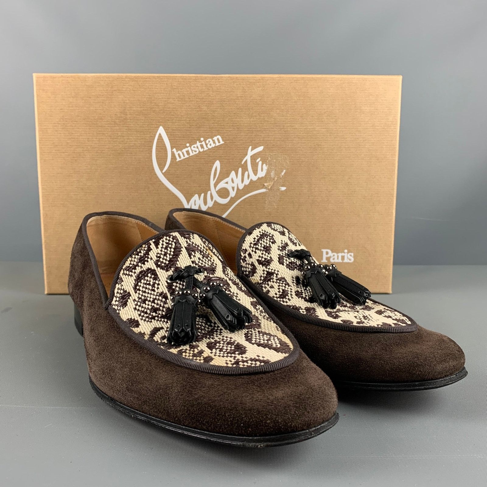 Christian Louboutin CHRISTIAN LOUBOUTIN Brown Beige Mixed Materials Woven Size US 9 / EU 42 - 7 Thumbnail