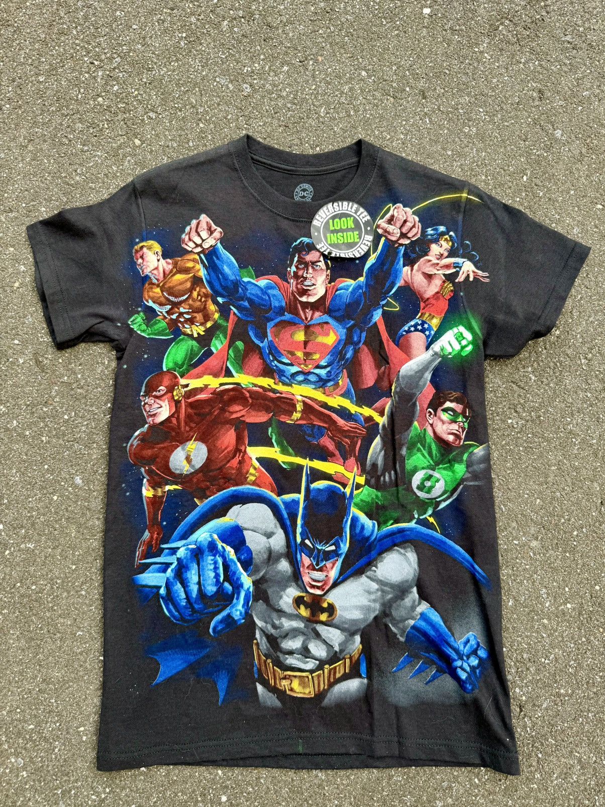 DC Comics Men’s DC Comics Justice League AOP Reversible Tee Shirt Size US S / EU 44-46 / 1 - 2 Thumbnail