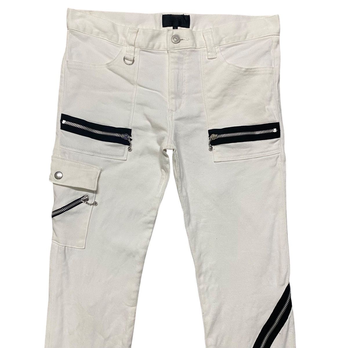 Mari's Rock Anarchy 666 White Denim Zipper Bondage Pants Undercover Size US 32 / EU 48 - 3 Thumbnail