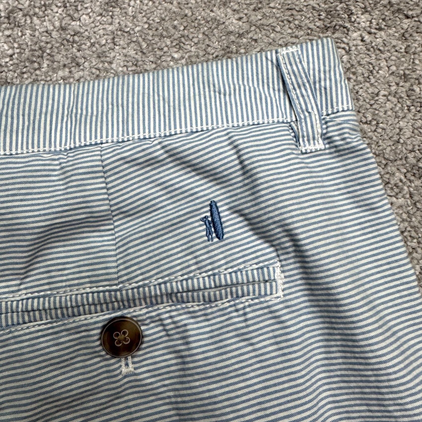 johnnie-O Johnnie-O Striped Chino Shorts Mens 38 Gulf Blue 100% Cotton Flat Front Casual Size US 38 / EU 54 - 4 Thumbnail