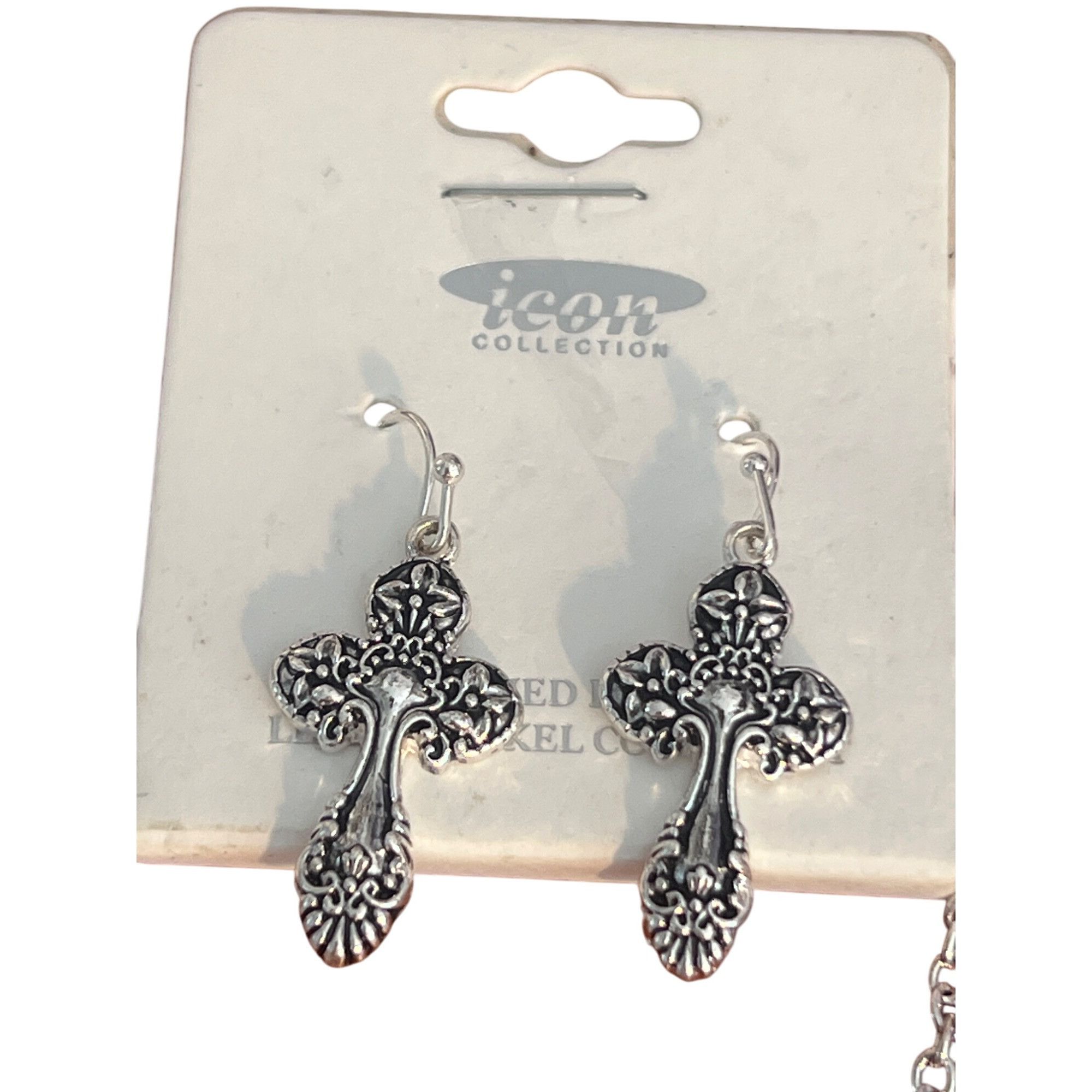 Other Icon Collection Silver Cross Necklace Earring Set Lead Nicke Size ONE SIZE - 5 Thumbnail
