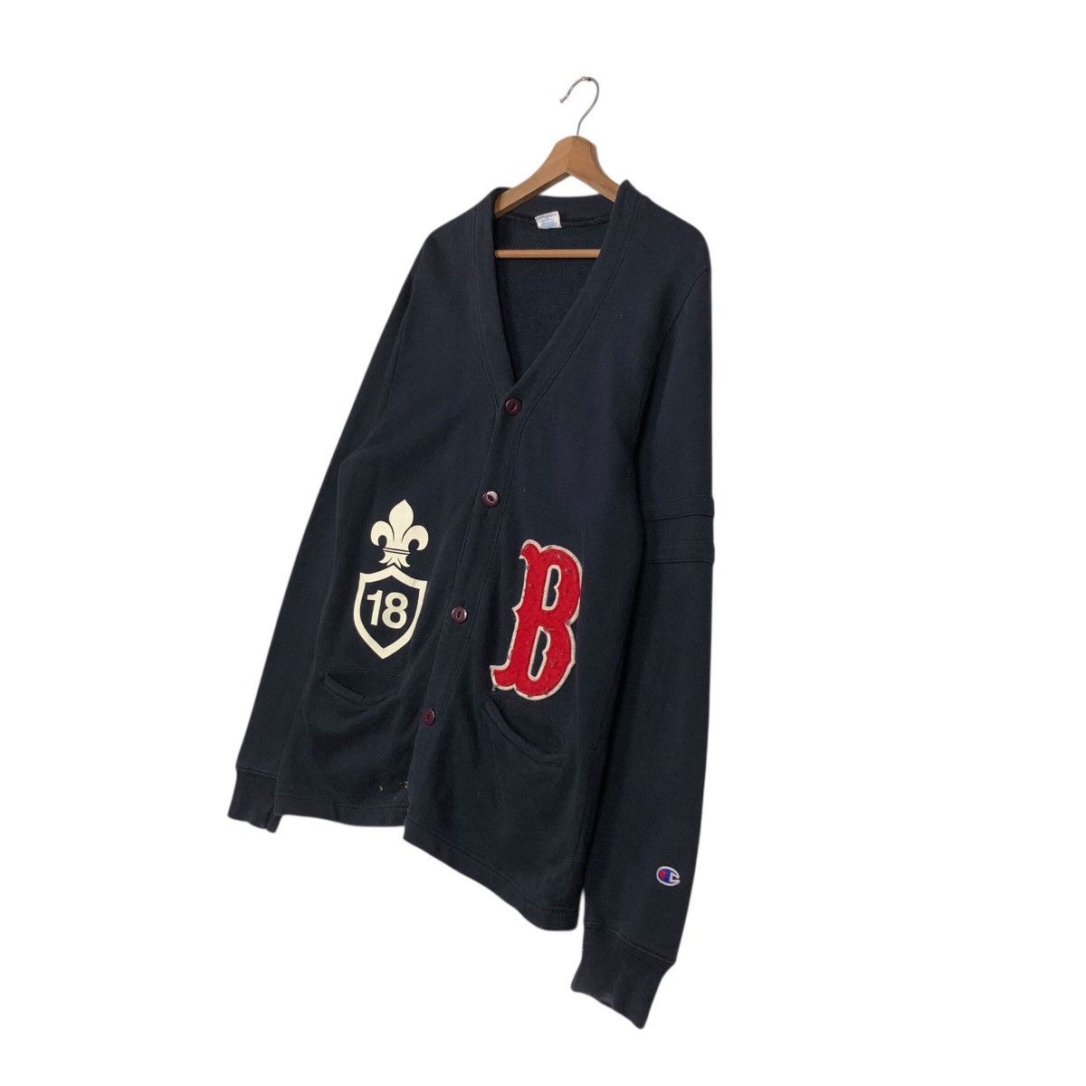 Vintage Champion Collegiate Knit Cardigan Big B Patch Crest Detail Size US L / EU 52-54 / 3 - 3 Thumbnail