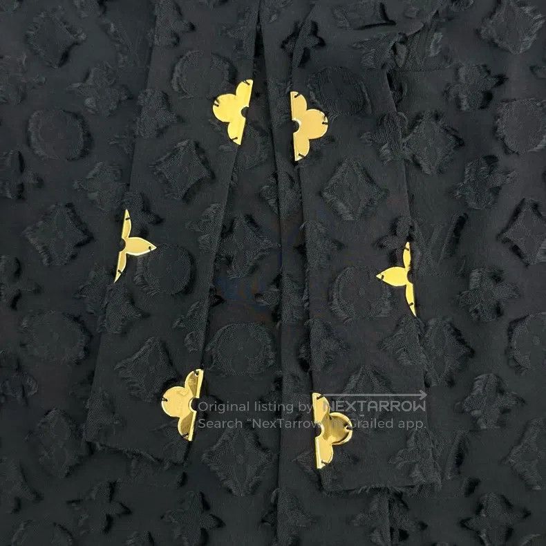 Louis Vuitton Louis Vuitton Dark blue raw-edge full logo metallic mulber Size XS / US 0-2 / IT 36-38 - 7 Thumbnail