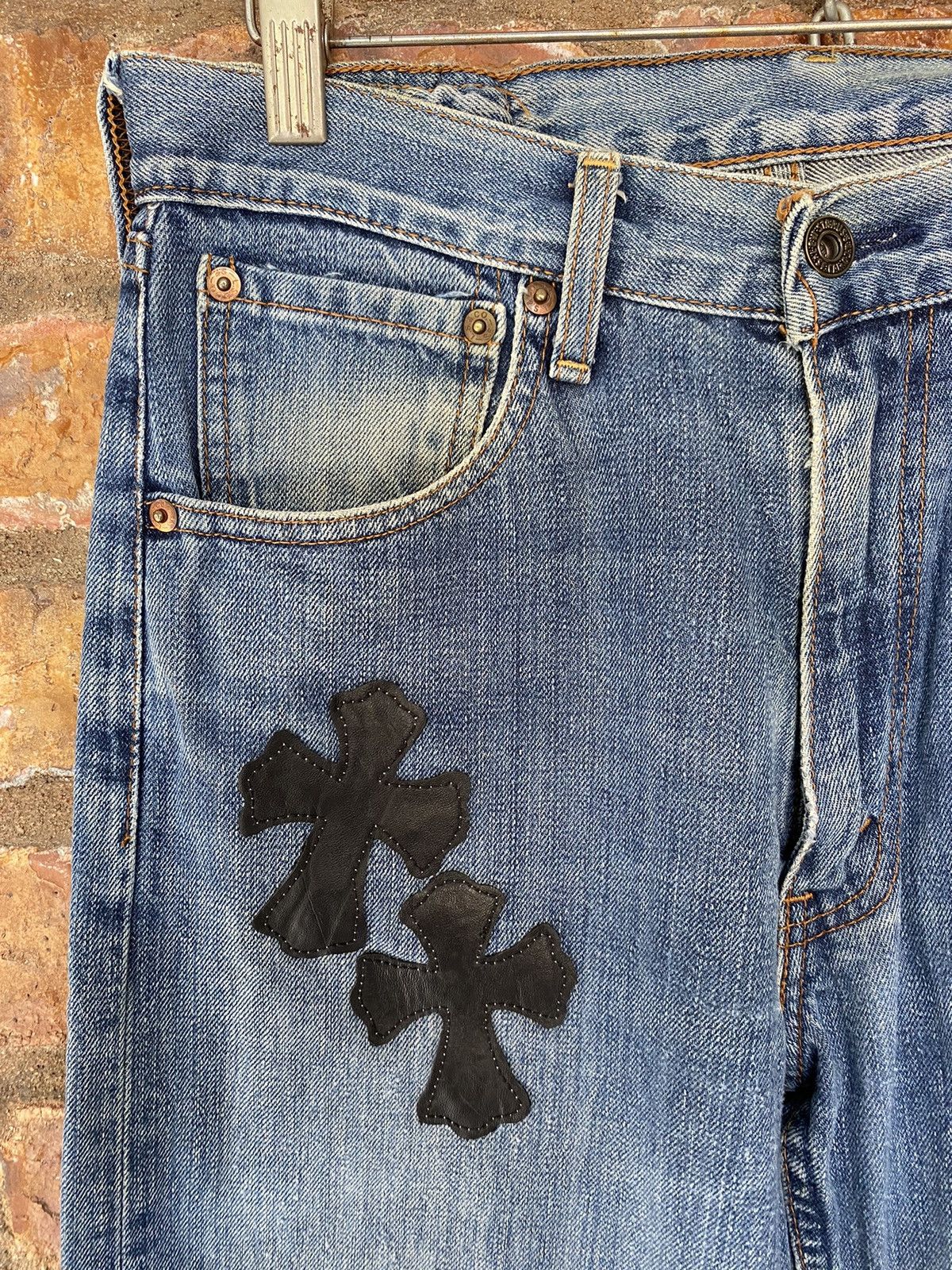 Japanese Brand Vtg Levis Distressed Cross Custom/Rebuild in Japan Size US 29 - 6 Thumbnail