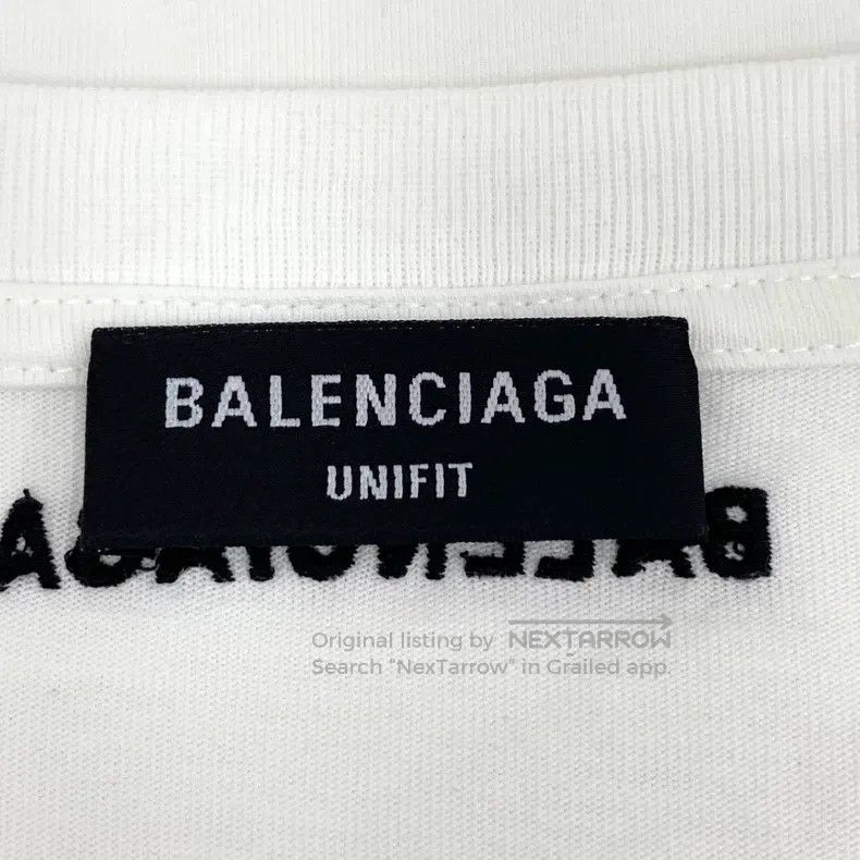 Balenciaga Balenciaga White Logo Letter Embroidered Cotton Round Neck Size US S / EU 44-46 / 1 - 5 Thumbnail