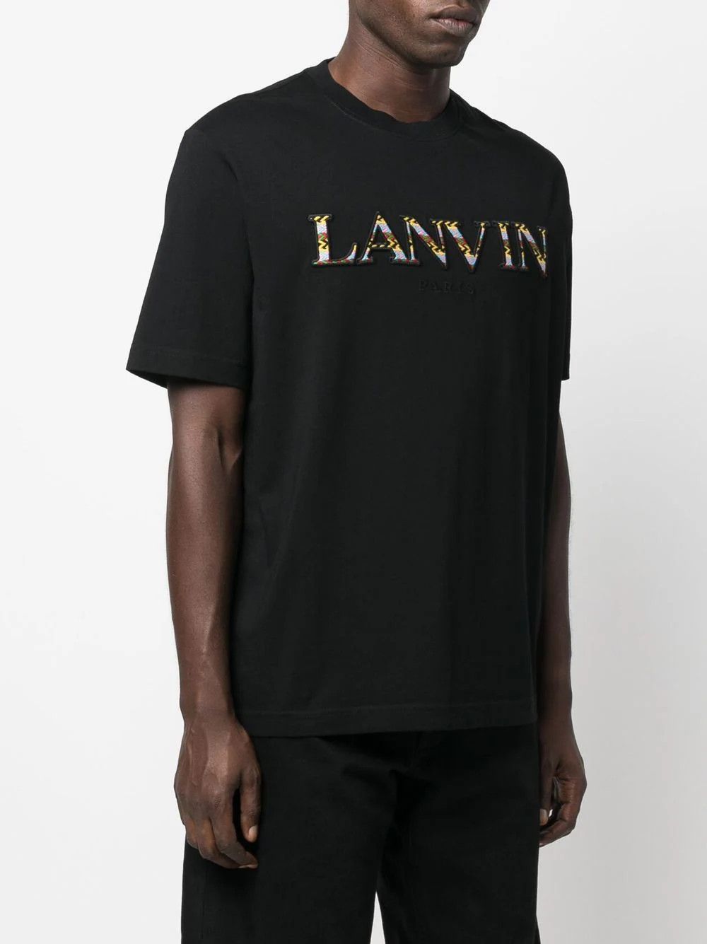 Lanvin Black Classic Curb Embroidered Logo T-Shirt Size US M / EU 48-50 / 2 - 2 Thumbnail