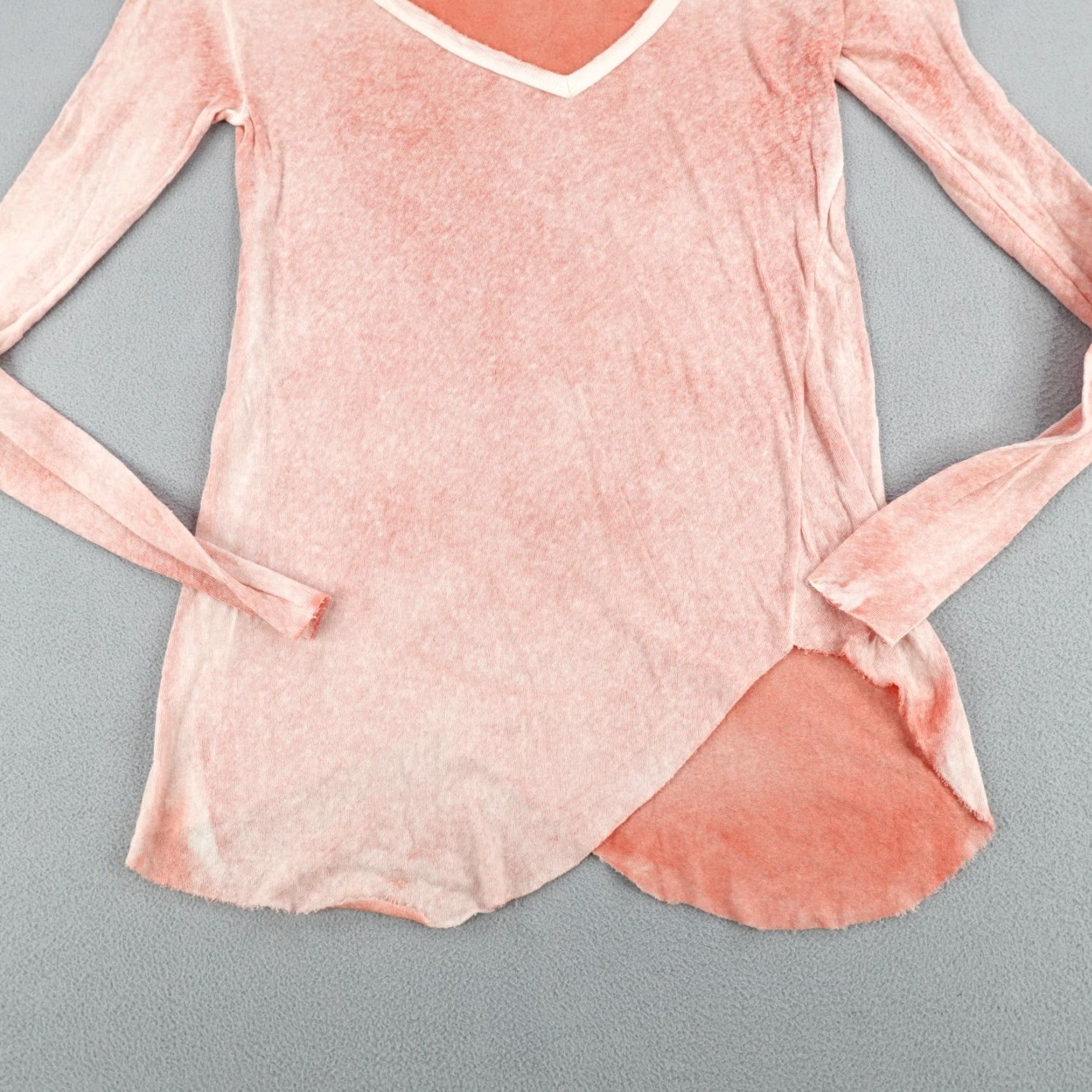 Vintage We The Free Shirt Women S Pink Asymmetrical Beach Tee Top Burnout V Neck Size S / US 4 / IT 40 - 3 Thumbnail