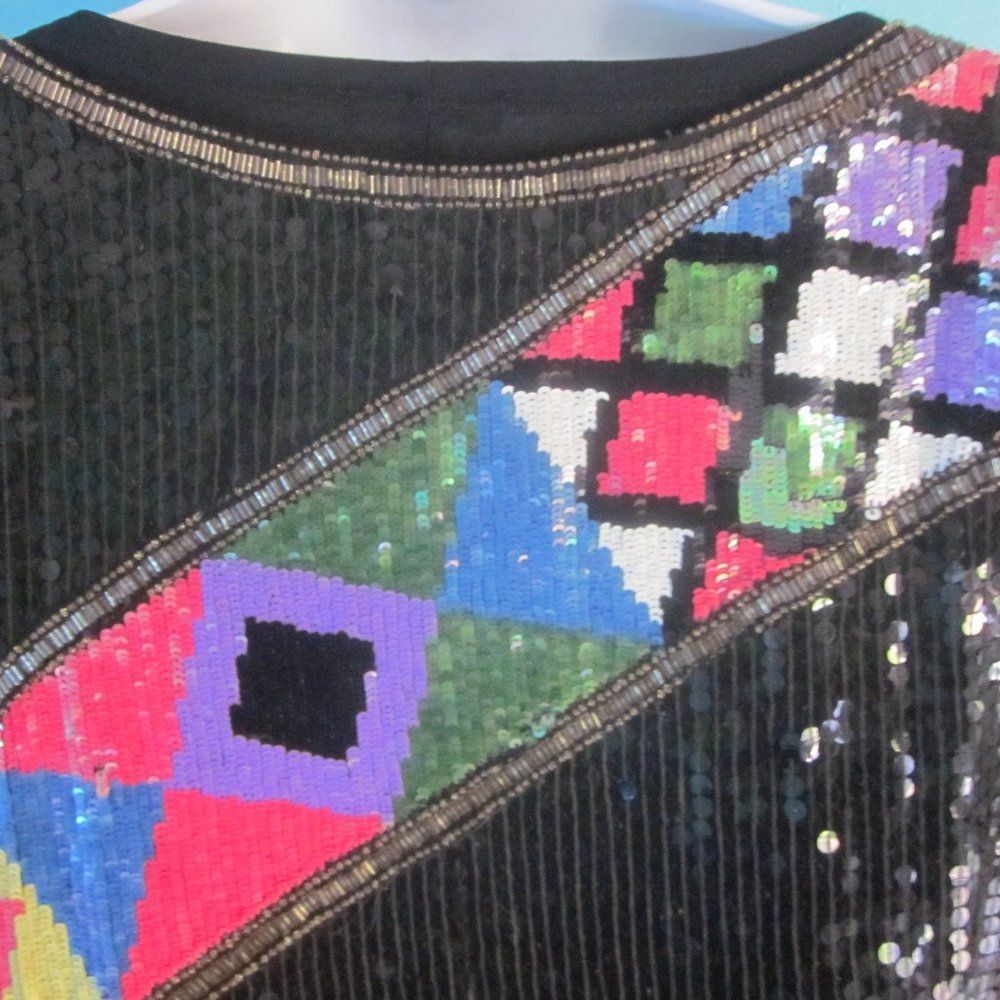 Vintage SCALA Vintage Sequin Top Womens Size L Long Dolman Sleeve Bl Size L / US 10 / IT 46 - 7 Thumbnail