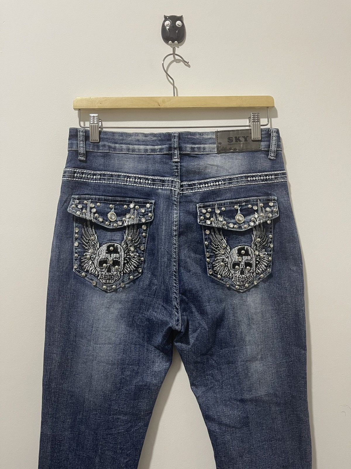 Hysteric Glamour Rare Vintage SKY Skull Wings Embroidered Flare Denim Size US 30 / EU 46 - 4 Thumbnail