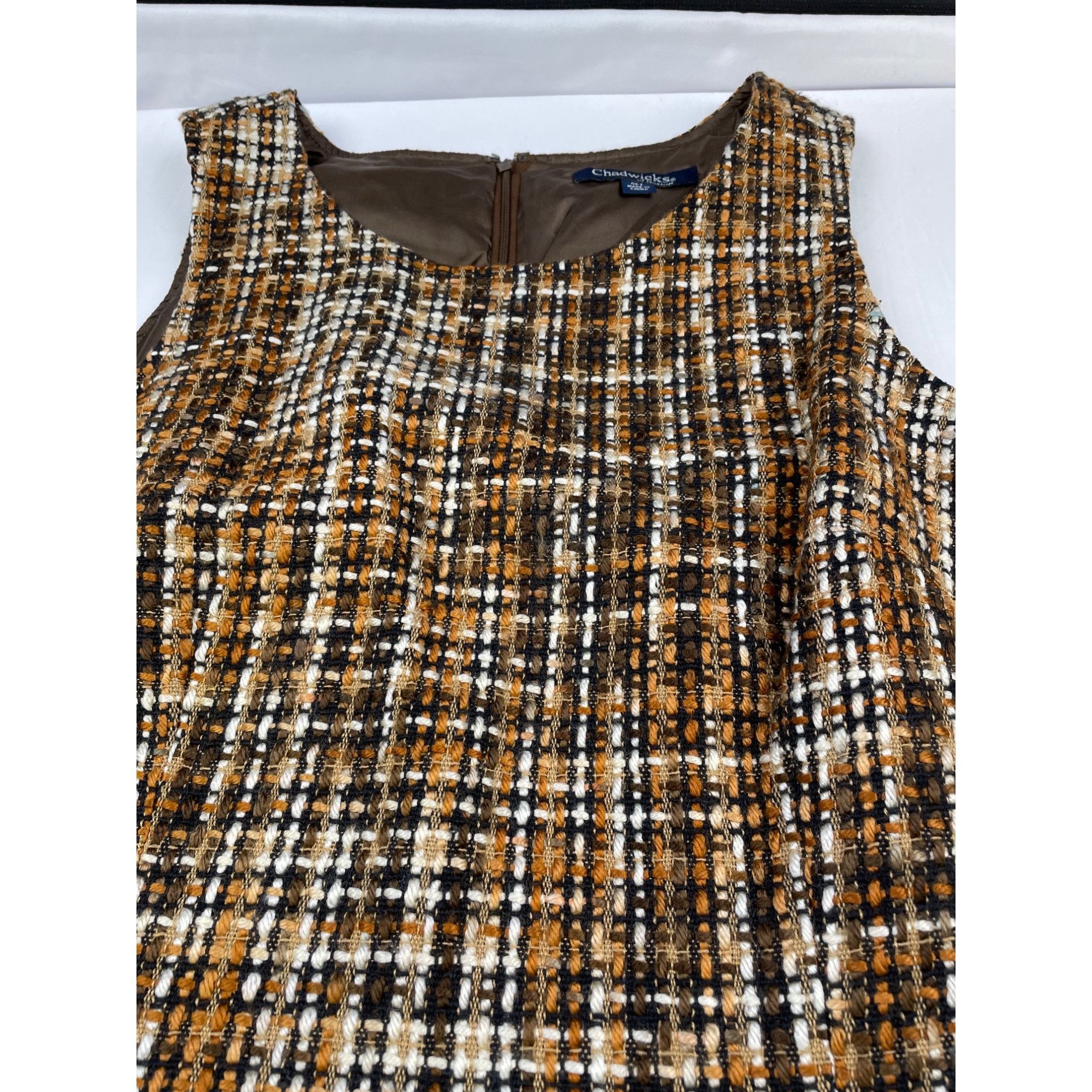 Other Chadwicks Women's Brown Tweed Sleeveless Dress/ Knee length Size M / US 6-8 / IT 42-44 - 5 Thumbnail