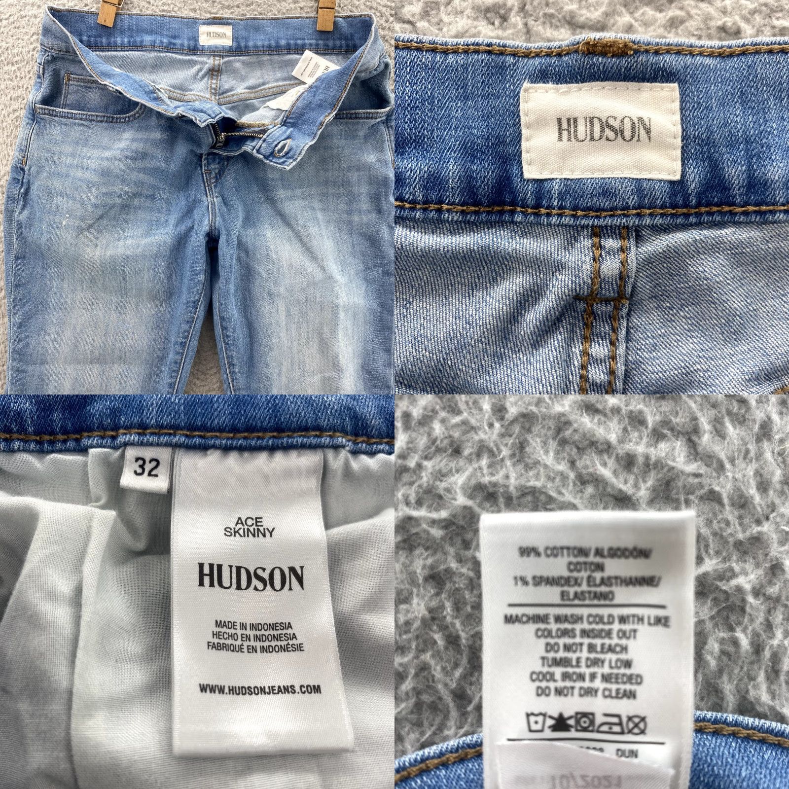 Hudson Hudson Ace Skinny Jeans Men's 30x30 Light Wash Stretch Denim Pants Slim Casual Jeans Size US 30 / EU 46 - 8 Thumbnail
