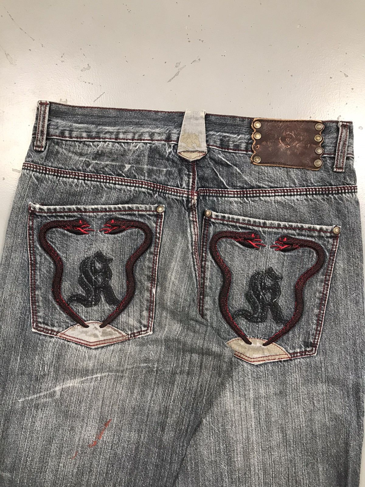 Vintage Rare vintage Y2K crazy snake 🐍 embroidery denim pant Size US 32 / EU 48 - 9 Thumbnail