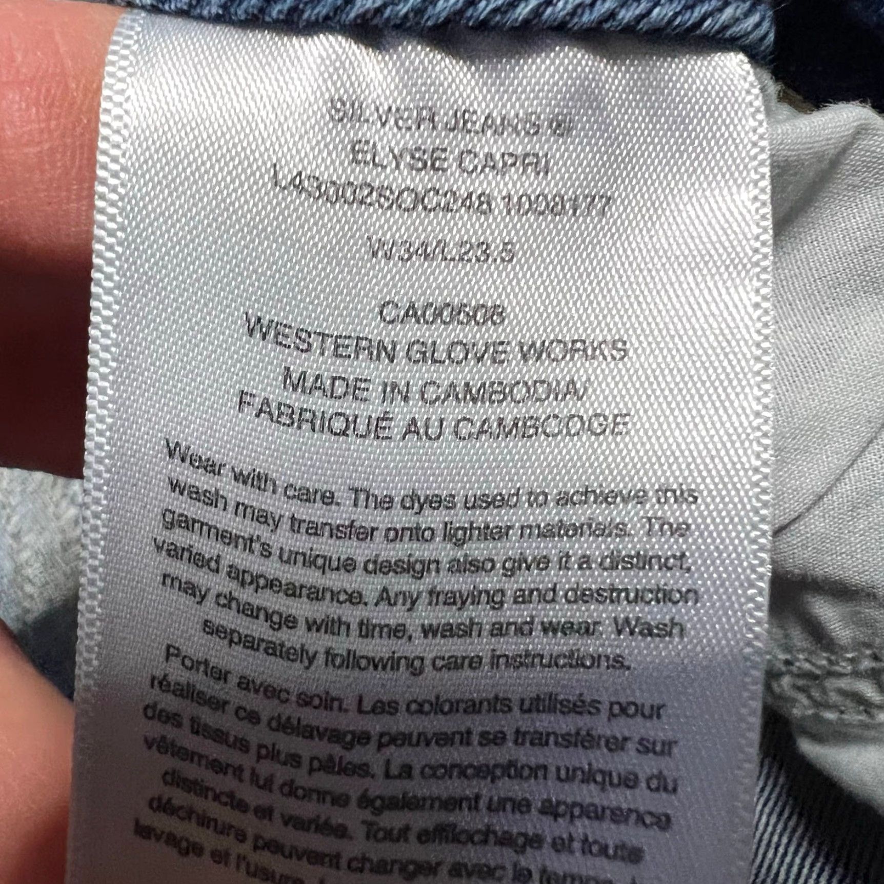 Silver Jeans Co. Silver Jeans Elyse Capri Womens 34 38x23.5 Blue Western Contrast Stitch Capri Womens Plus 34 Jeans Blue Western Contrast Stitch Size 24" / US 00 / IT 34 - 4 Thumbnail