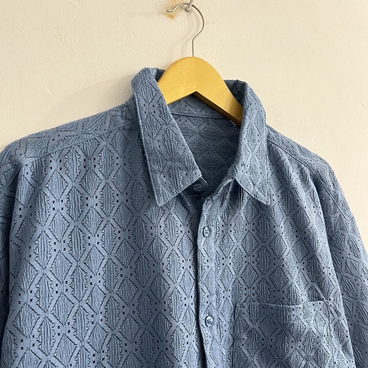 Japanese Brand Java Mesh Patterned Button Up Shirt Size US M / EU 48-50 / 2 - 3 Thumbnail