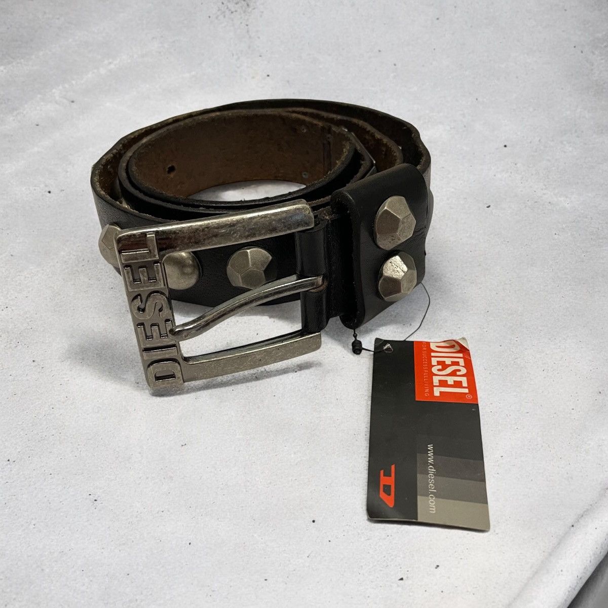 Diesel × Japanese Brand × Vintage Archive Vintage leather distressed punk rivet belt Diesel Size ONE SIZE - 2 Thumbnail