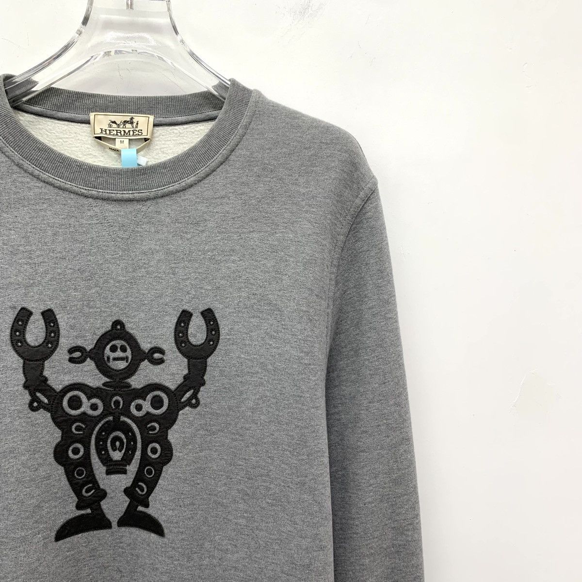 Hermes Hermes Grey Robot Leather Spliced Crew Neck Sweatshirt K26WX Size M / US 6-8 / IT 42-44 - 3 Thumbnail