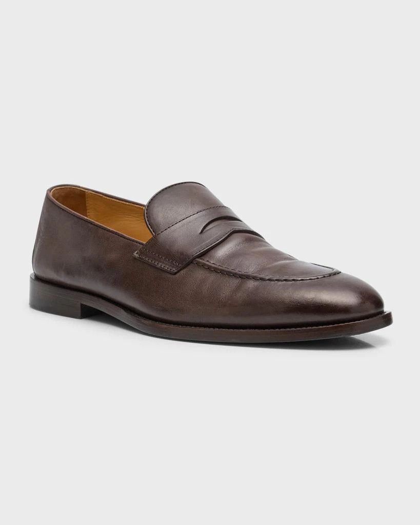 Brunello Cucinelli o1w1db10725 Leather Penny Loafer in Dark Brown Size US 9 / EU 42 - 3 Thumbnail
