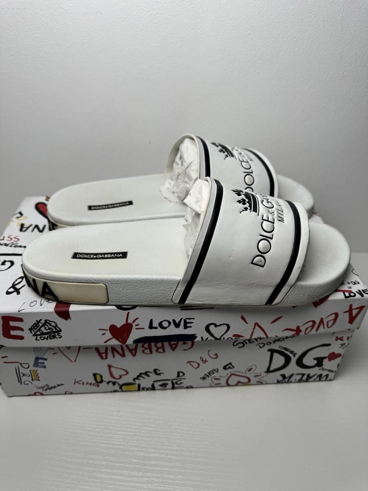 Other Dolce & Gabbana Logo Slides White/Black SZ 45 Men’s Size US 12 / EU 45 - 4 Thumbnail