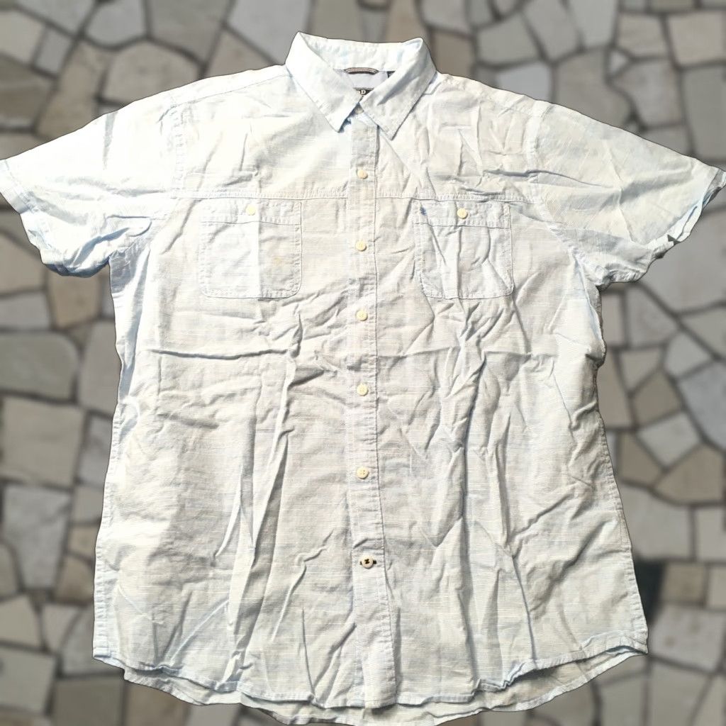 Izod IZOD Shirt Large Powder Blue Woven Button-Down Short Sleeve Top Mens Regular Size Blue Cotton Check Polo Rugby Pocket Size US L / EU 52-54 / 3 - 1 Thumbnail
