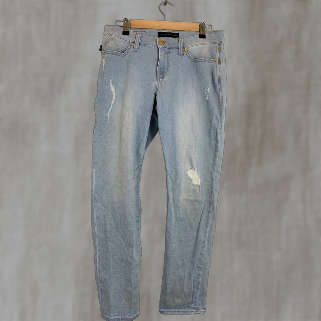 Vintage Rock & Republic Jeans Skinny Womens Size 8 Light Wash Distressed Jeans Size 30" / US 8 / IT 44 - 1 Thumbnail