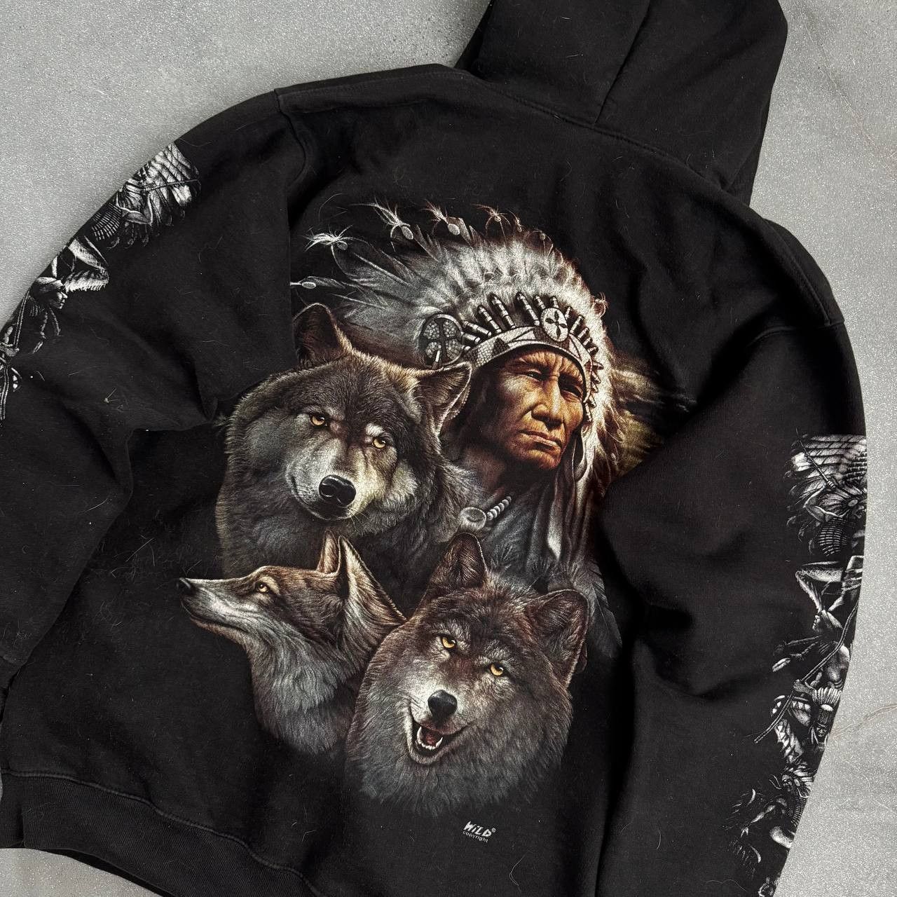 Japanese Brand WILD Vintage Y2K Double Side Wolf Printed Zip Hoodie Size US M / EU 48-50 / 2 - 4 Thumbnail
