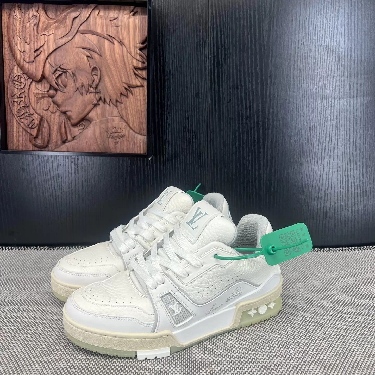 Louis Vuitton LV Trainer White Cement UK1.5 Worn 2x Original Box Size US 4 / IT 34 - 1 Thumbnail