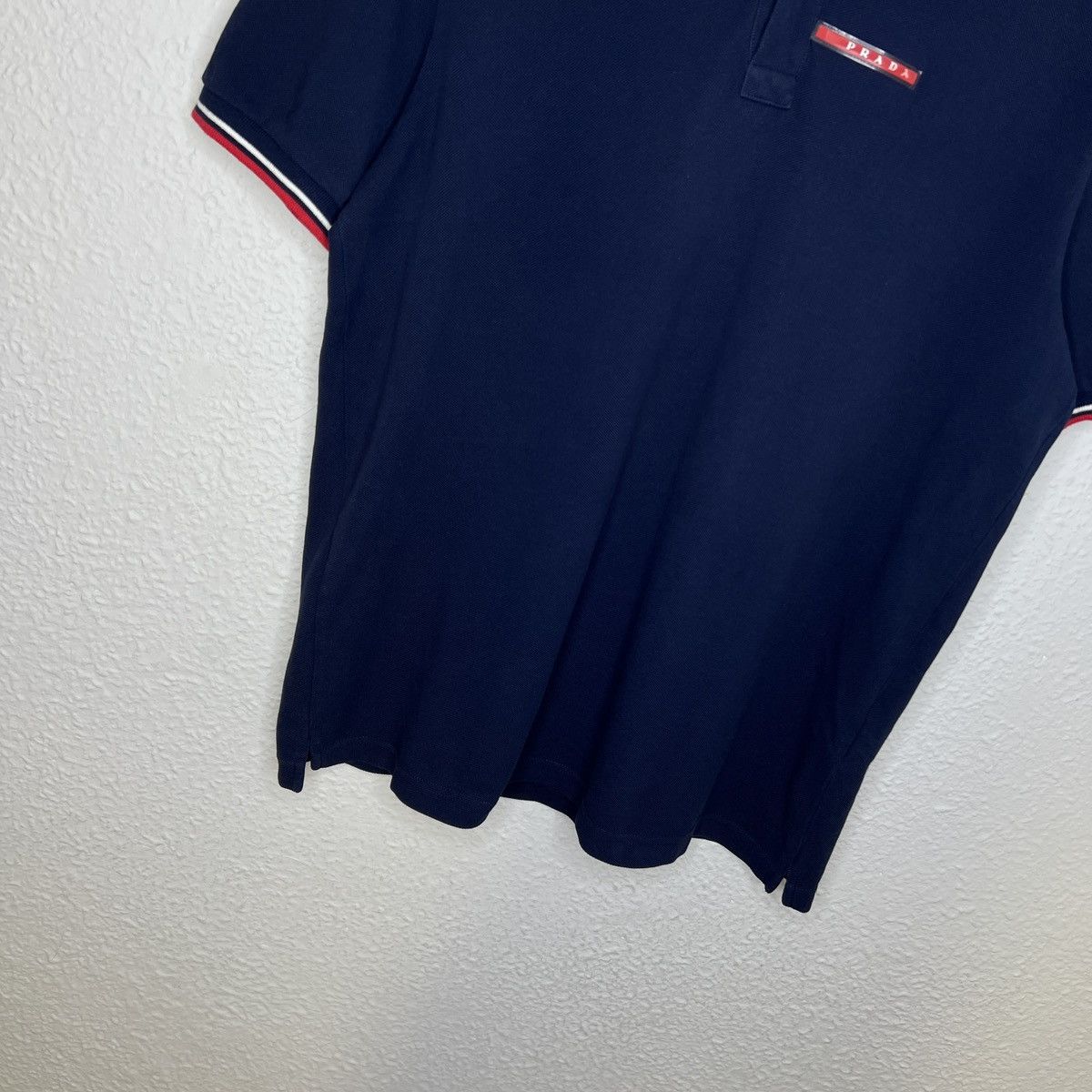 Prada Prada Polo Tshirt Tee Navy Logo Red Rare Y2K Drill Size US L / EU 52-54 / 3 - 2 Thumbnail