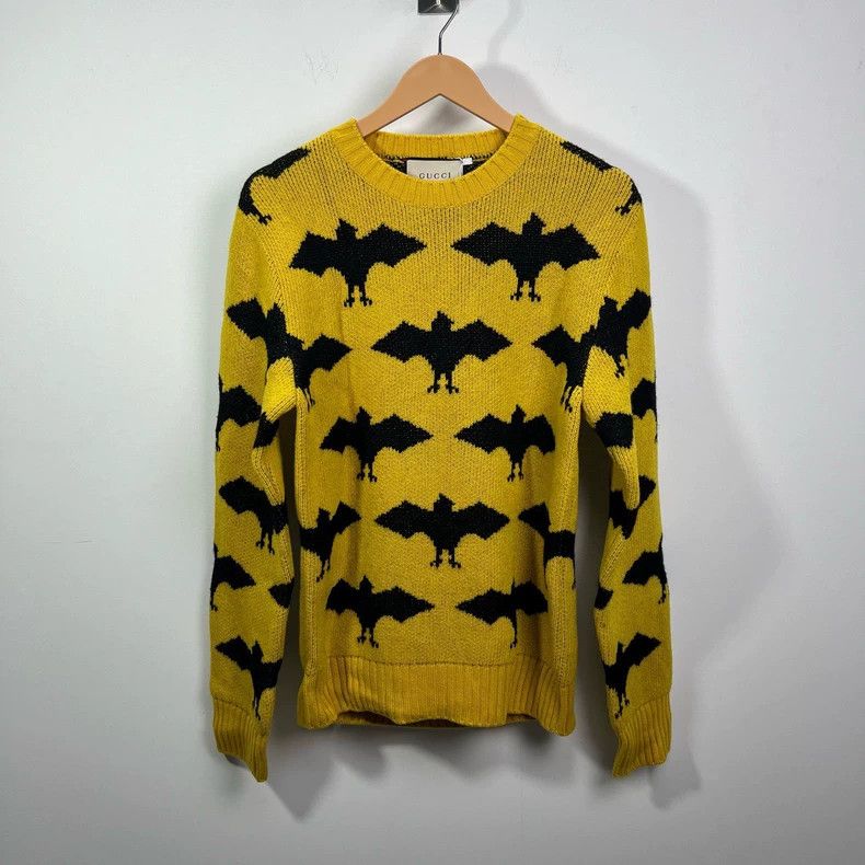 Gucci Gucci Bat pattern yellow wool sweater 2502-Nextarrow Size US S / EU 44-46 / 1 - 1 Thumbnail
