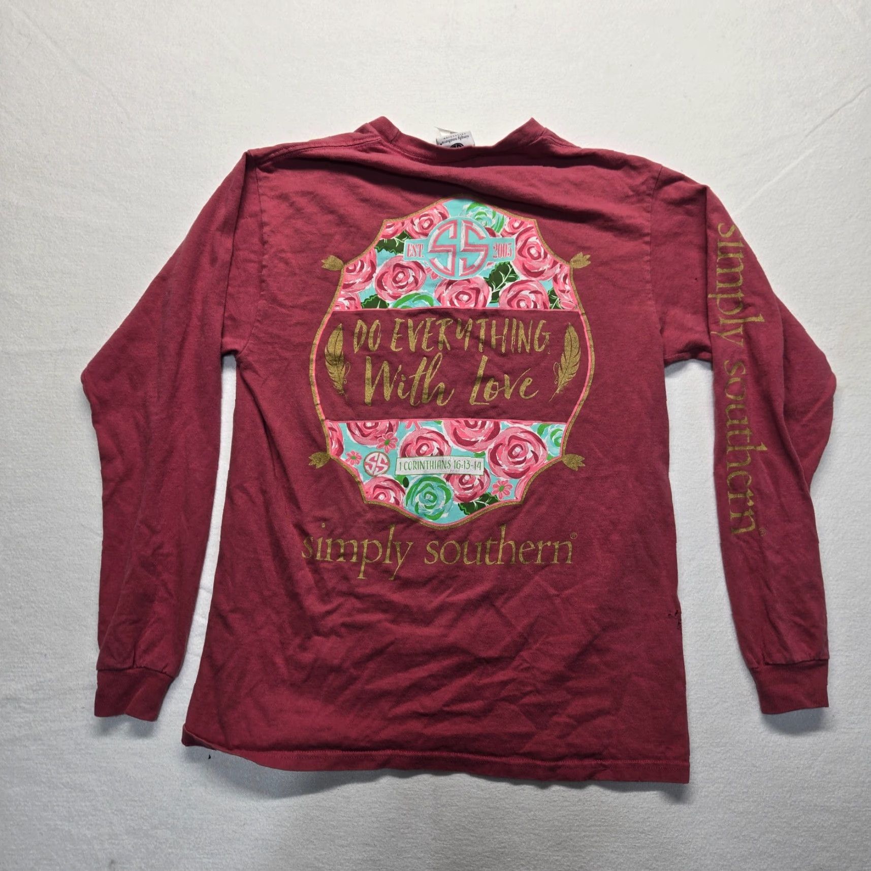 Vintage VINTAGE Simply Southern Shirt Women Adult Medium Red Do Everything With Love 100% Cotton Crew Neck Long Sleeve Graphic Print Mens Women Girls Size M / US 6-8 / IT 42-44 - 7 Thumbnail