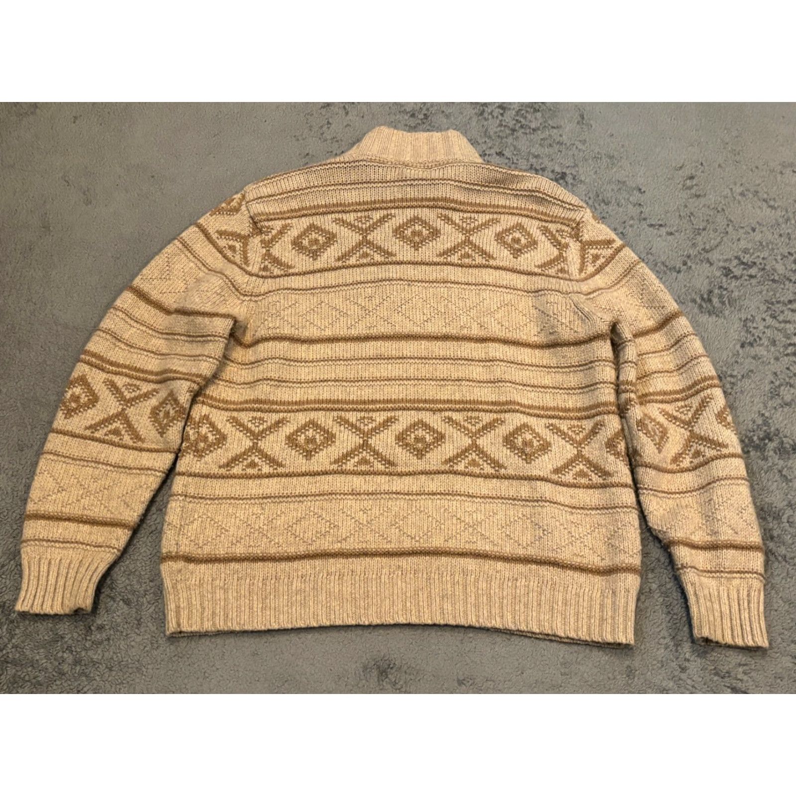 Vintage St. Johns Bay Sweater Mens XL Long Sleeve 1/4 Zip Pullover Beige Patterned Wool Size US XL / EU 56 / 4 - 6 Thumbnail
