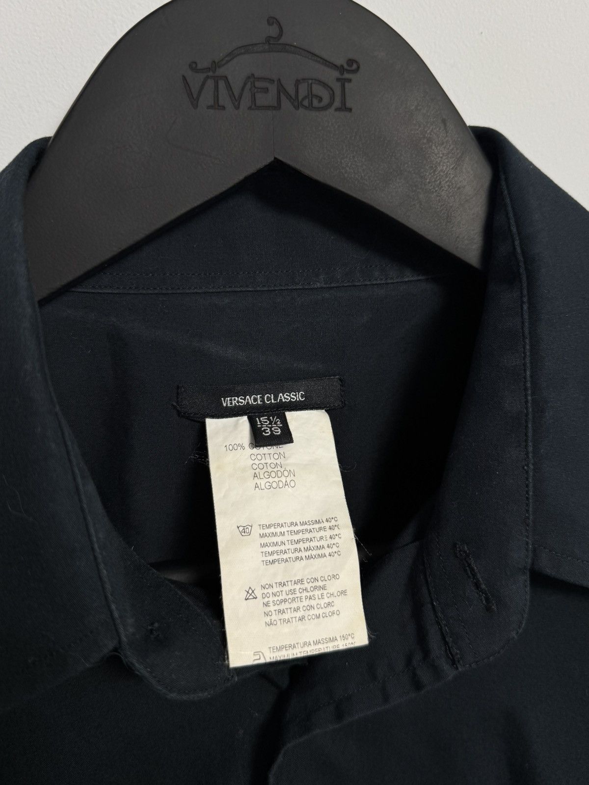 Versace Classic Button Up Shirt Luxury Dark Blue