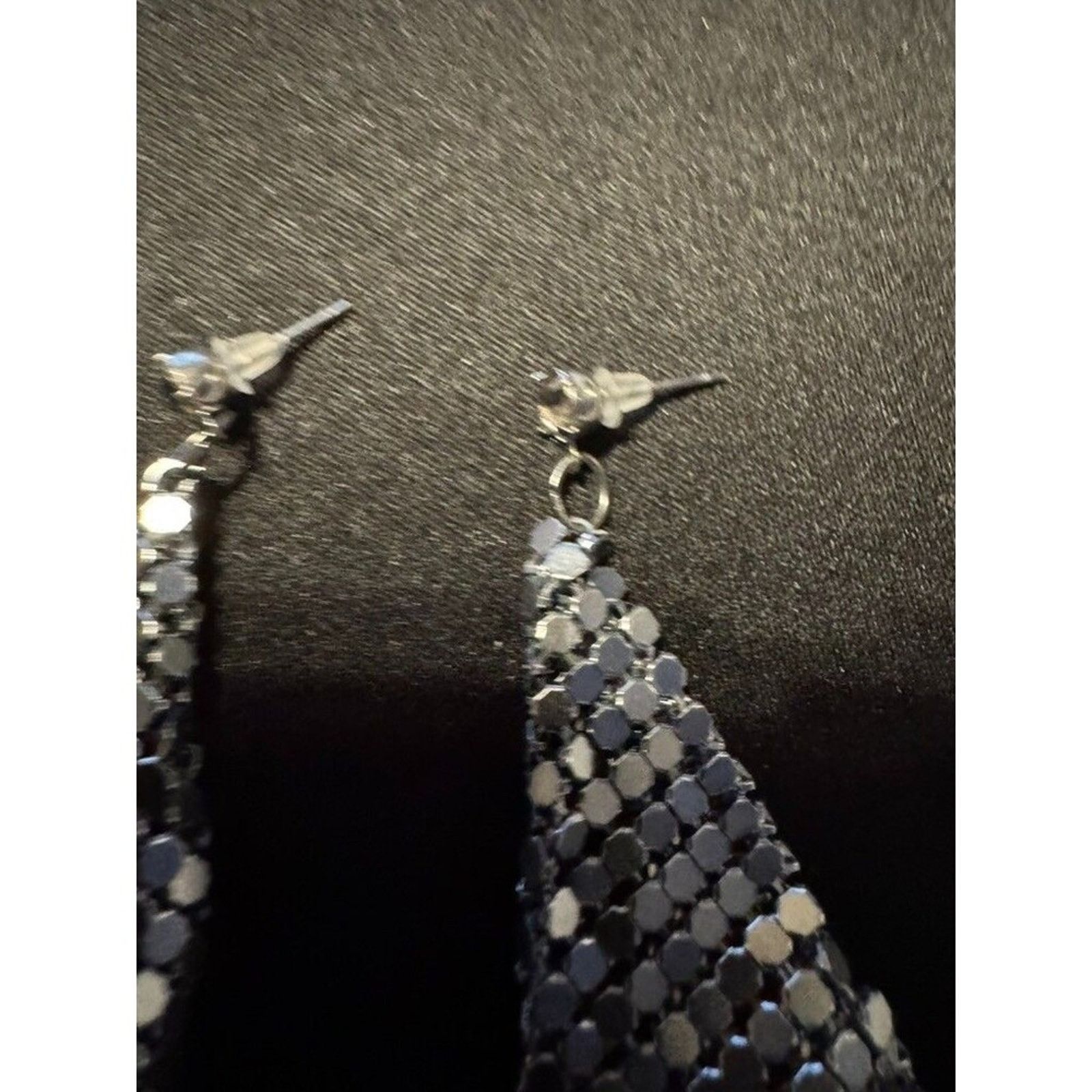Other Silver Tone Mesh Post Sparkle Earrings 4in Length Size ONE SIZE - 4 Thumbnail
