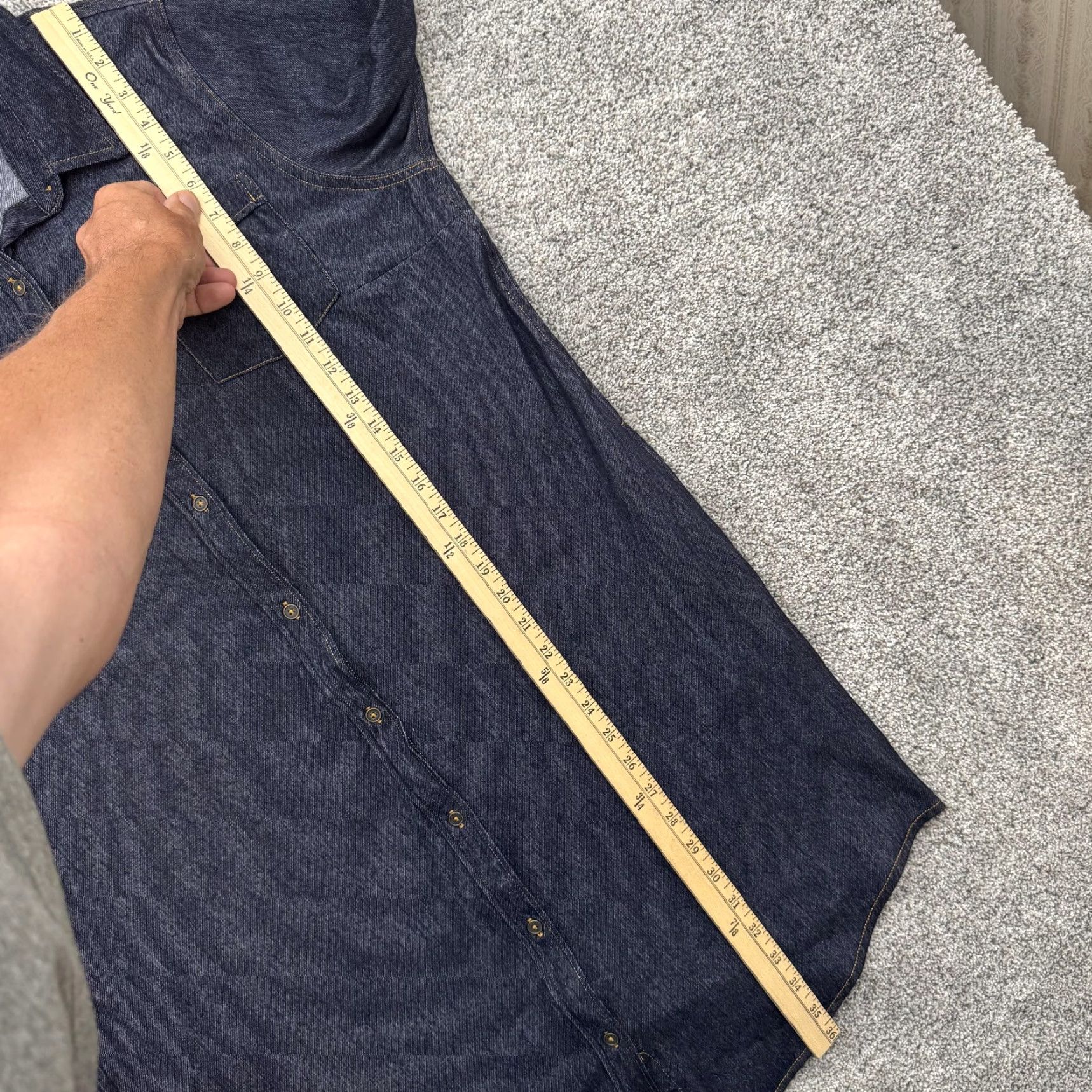 Vintage Bobbie Brooks Shirt Dress Womens XL Dark Blue Chambray Long Sleeve Pockets Tunic Shirt Dress Size XL / US 12-14 / IT 48-50 - 3 Thumbnail