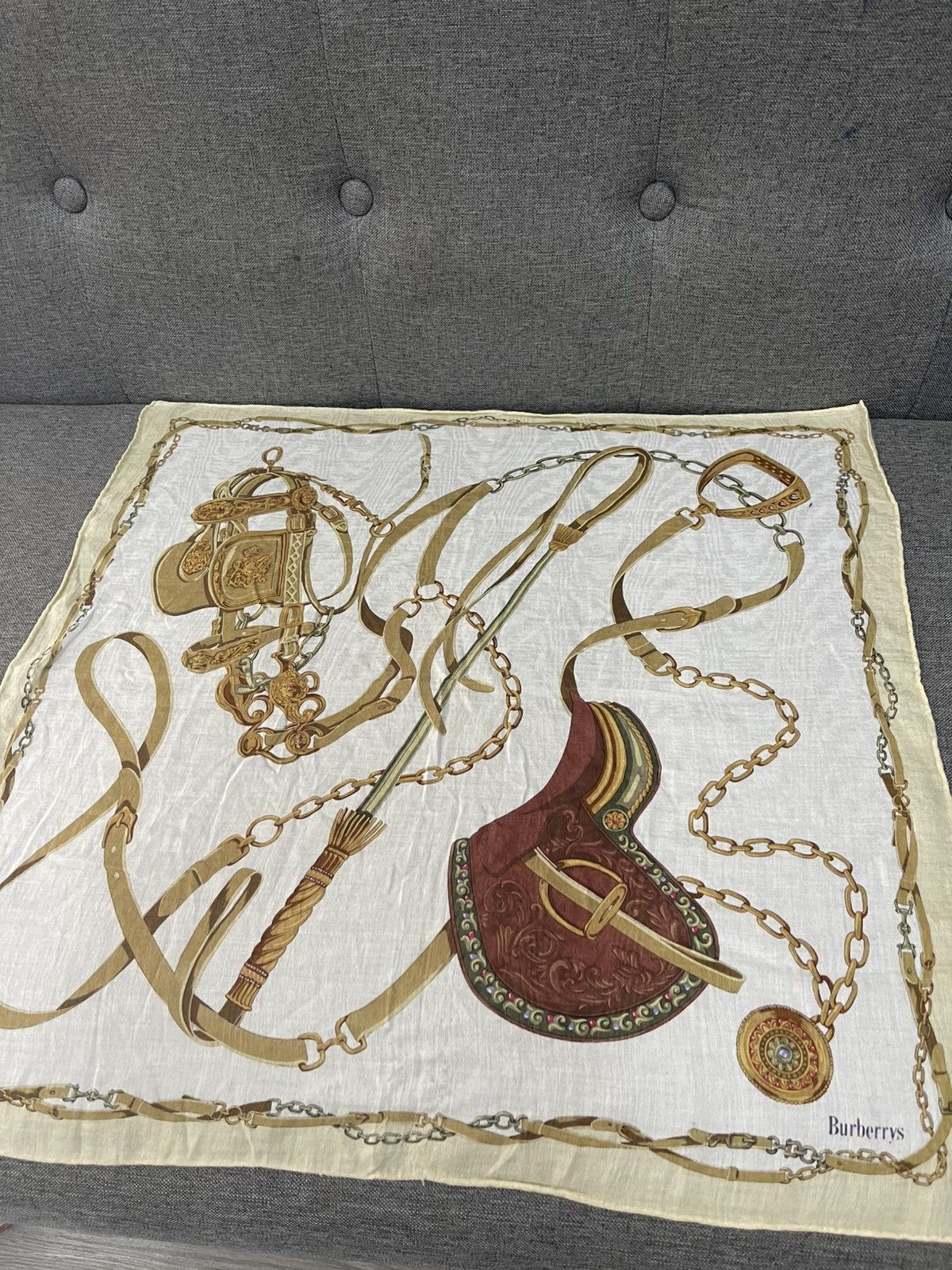 Burberry × Vintage Vintage Burberry Saddle Pocket Square/Bandana Size ONE SIZE - 2 Thumbnail