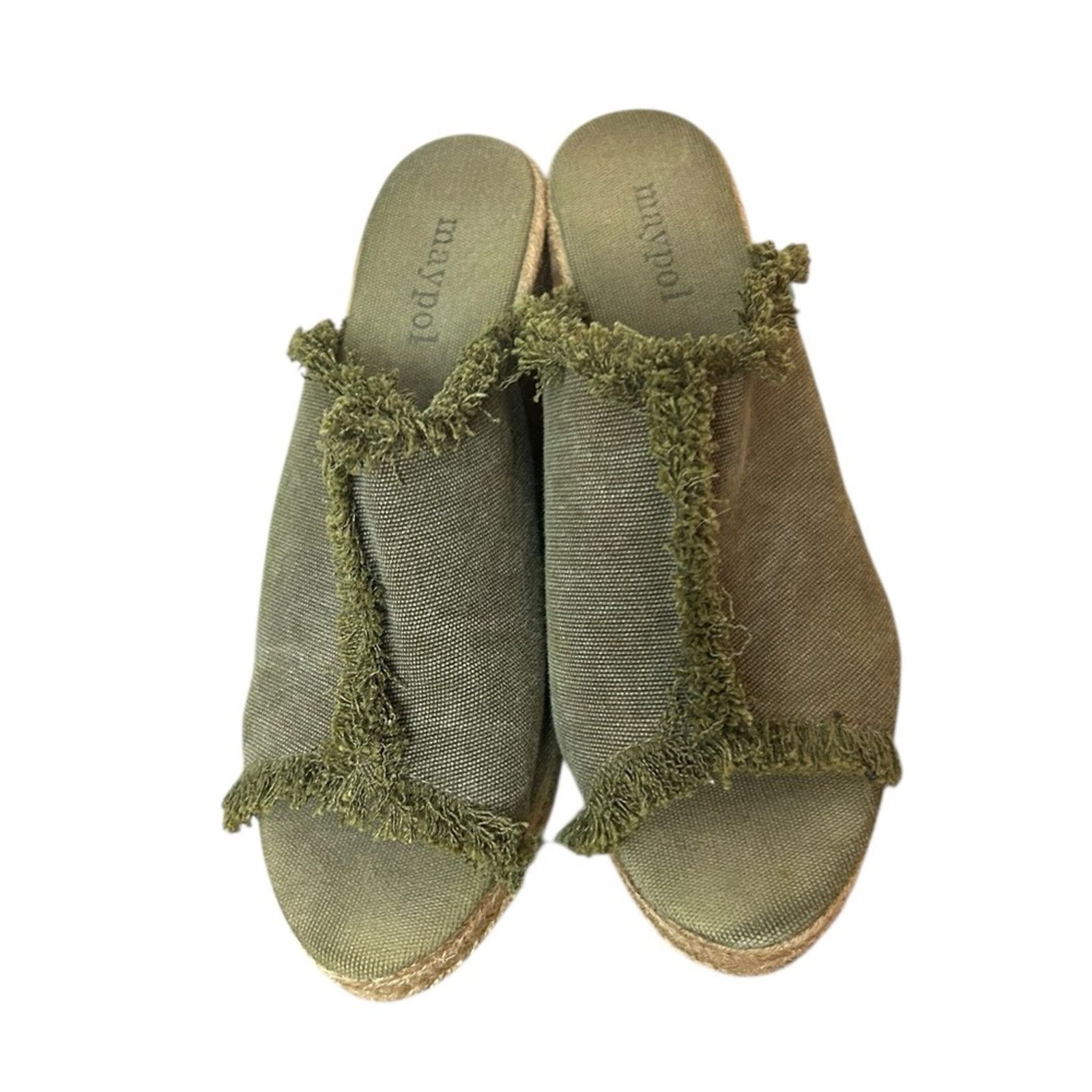 Other Maypol Olive Green Fringe Espadrille Wedge Sandals Size US 8.5 / IT 38.5 - 2 Thumbnail