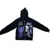 Japanese Brand Rhinestone Gothic Print Zip Up Hoodie Size US L / EU 52-54 / 3 - 4 Thumbnail