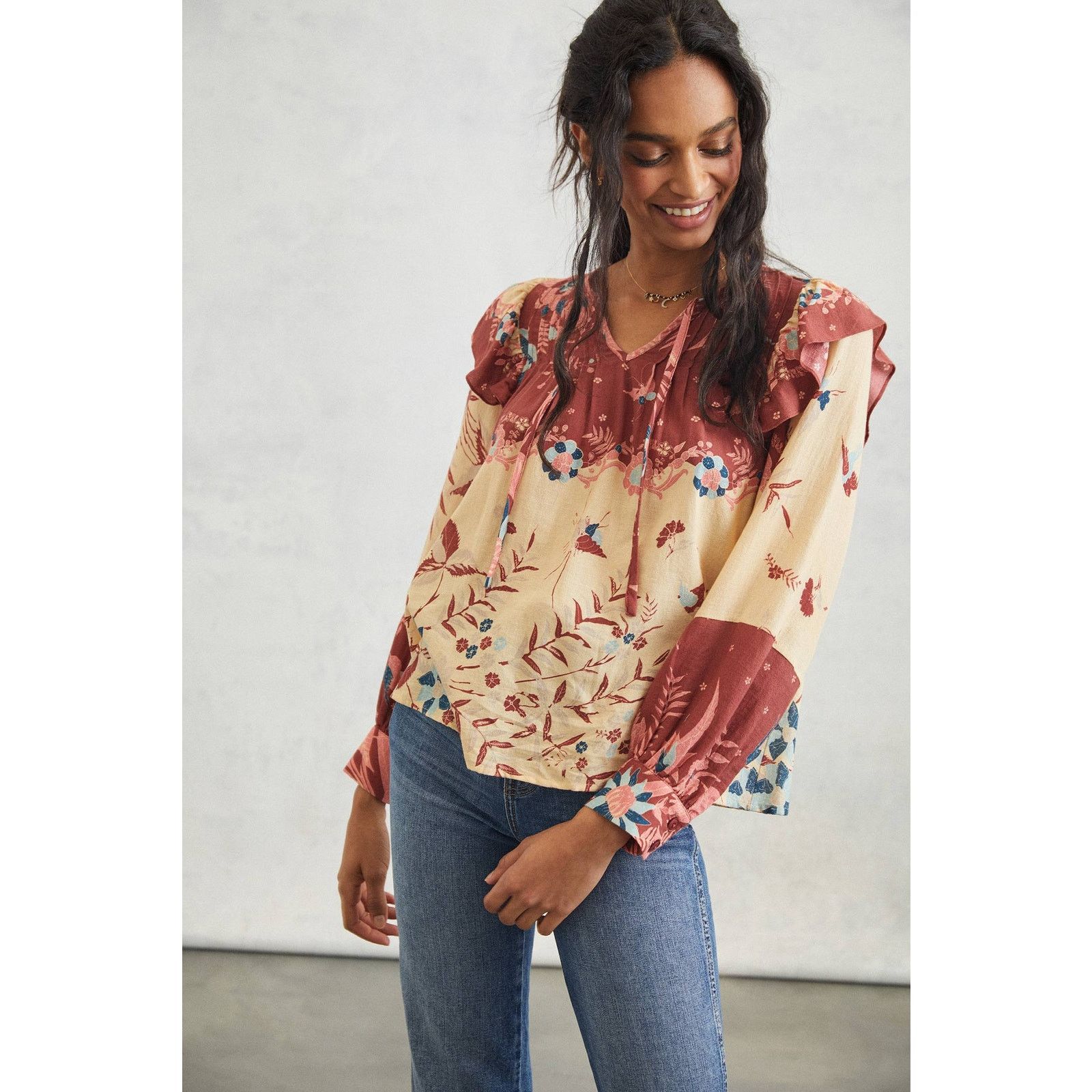 Anthropologie New Anthropologie Thessaly Ruffled Floral Blouse by Othilia Size S / US 4 / IT 40 - 2 Thumbnail