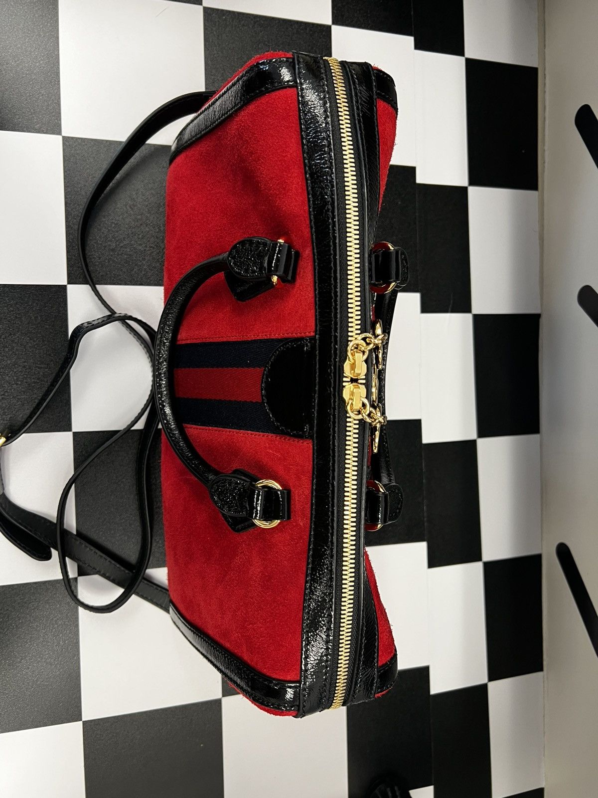 Gucci NWOT Gucci Red Suede Medium Ophidia Boston W/ Box & Dustbag Size ONE SIZE - 8 Thumbnail