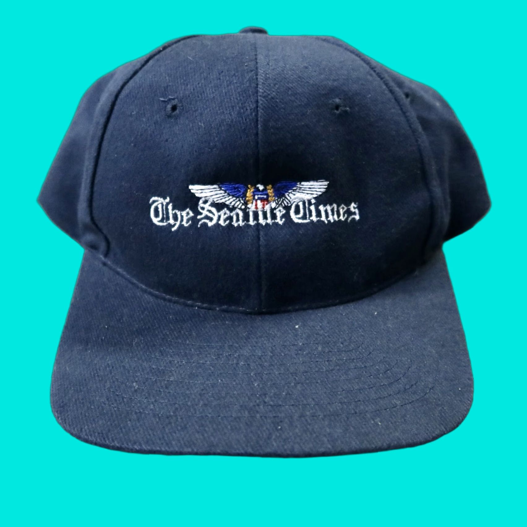 Vintage Vintage Seattle Times Snapback Hat Cap Adjustable Navy 90s Men Mens Size ONE SIZE - 1 Thumbnail