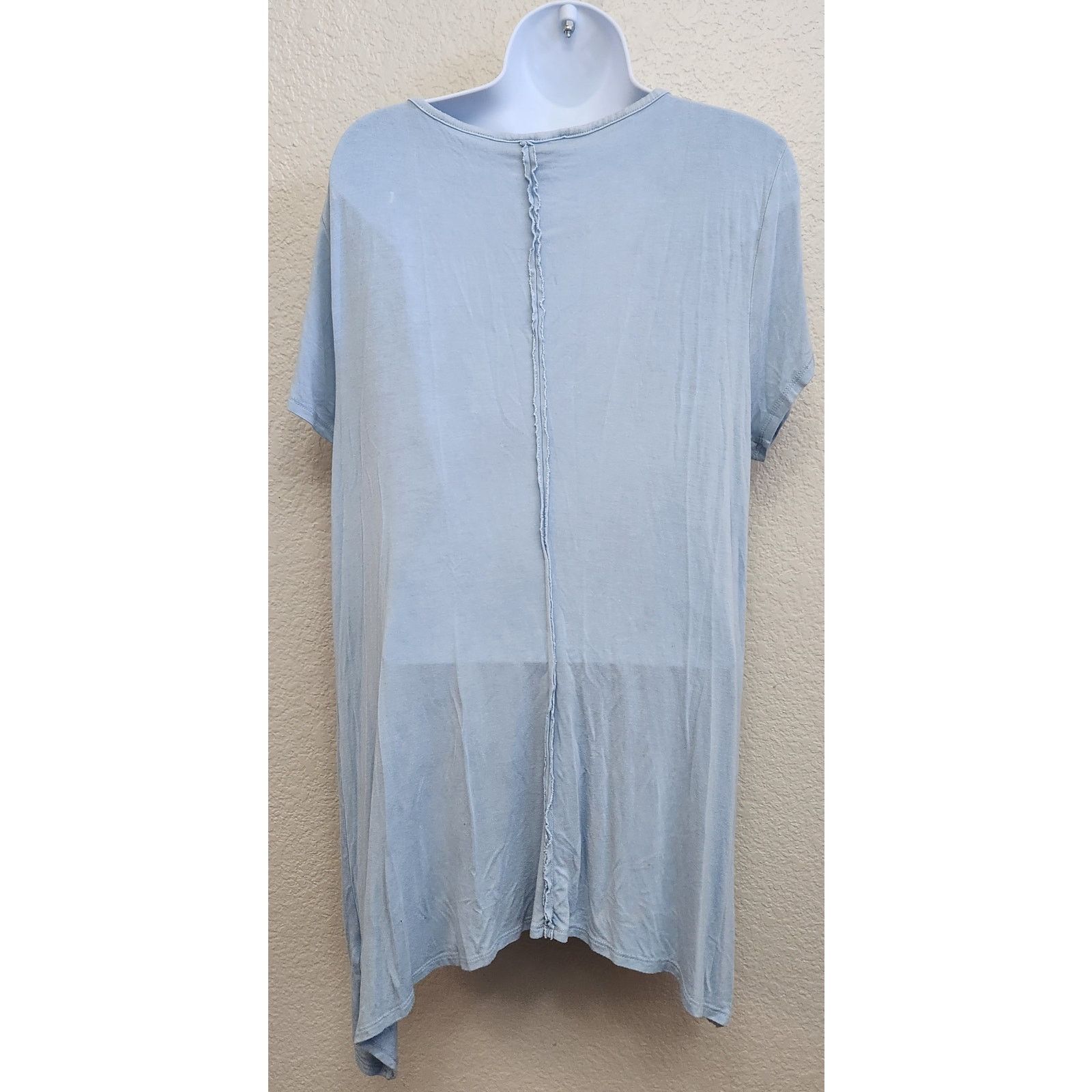Other Terre Bleue Light Blue Shark Bite Hem Short Sleeve Top Large Size L / US 10 / IT 46 - 3 Thumbnail