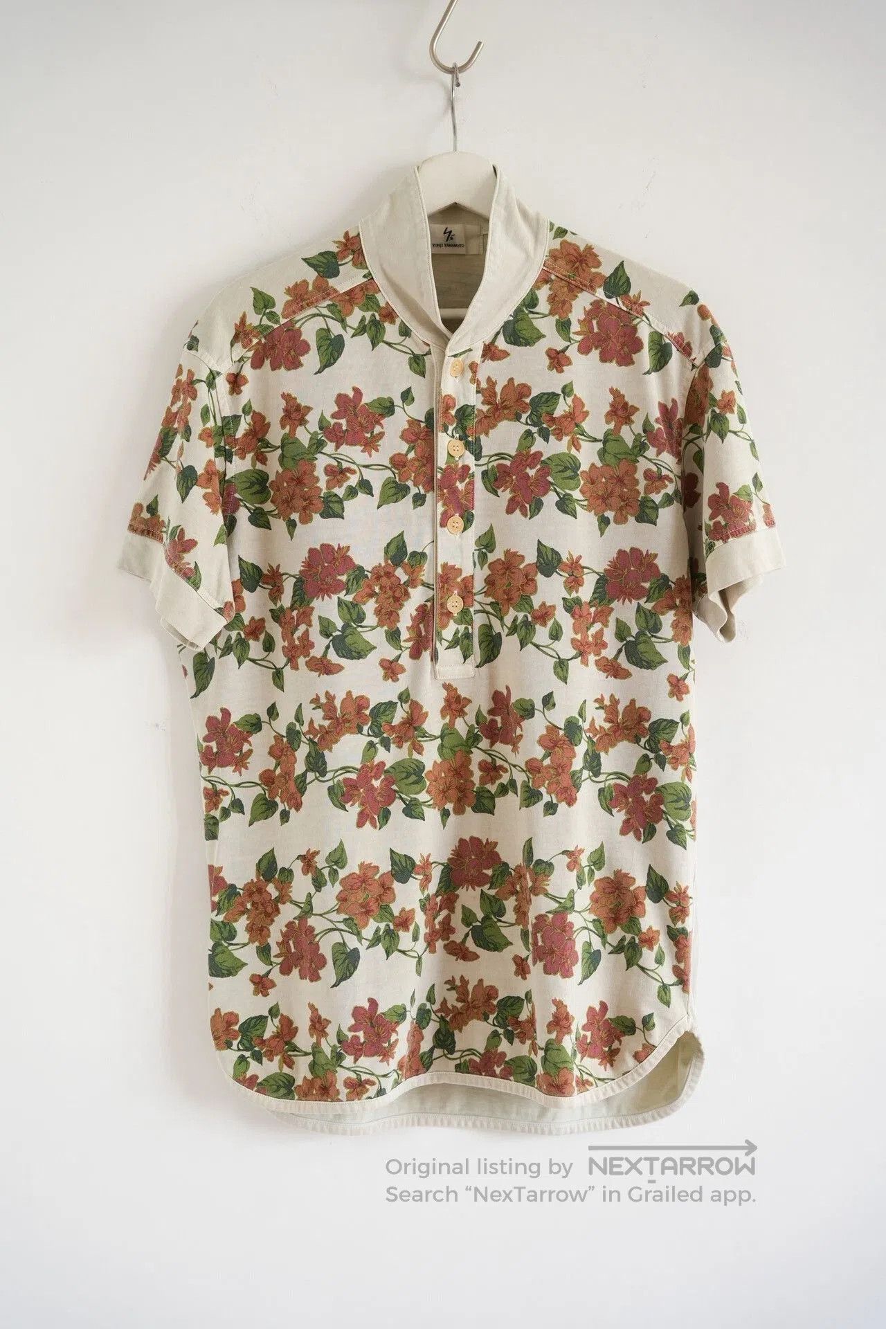 Y's for Men Yohji Yamamoto 00s Floral Polo Short Sleeve. Size US L / EU 52-54 / 3 - 1 Thumbnail