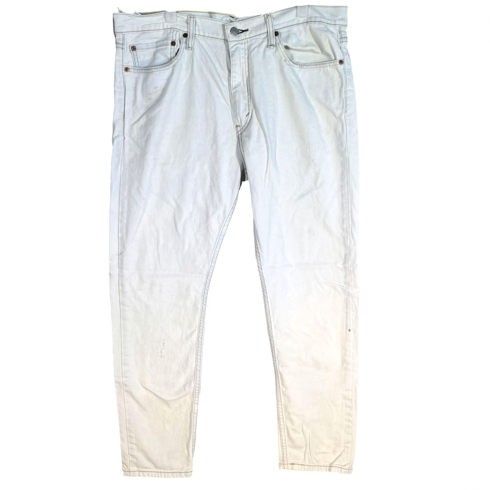 Levi's Levis 510 Jeans Mens 36x30 Beige Skinny Fit Stretch Denim Distressed Stains Vintage No Size US 36 / EU 52 - 2 Thumbnail