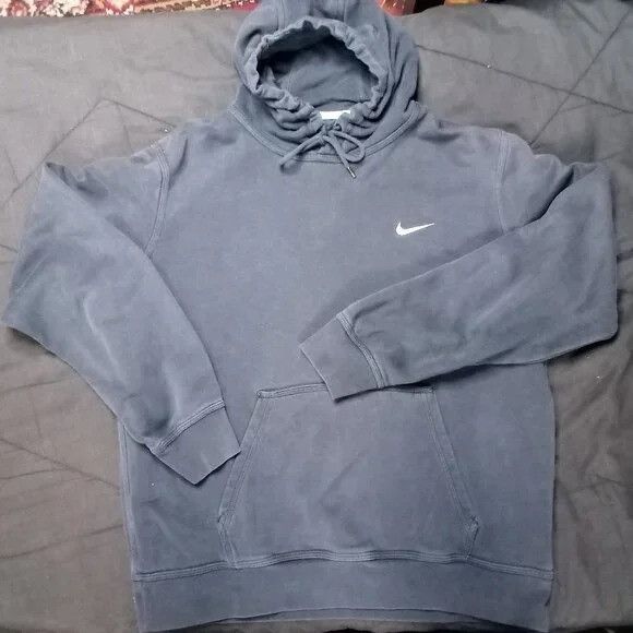 Nike × Vintage Vintage Y2K Nike Small Swoosh Hoodie Sweatshirt Black Size US L / EU 52-54 / 3 - 2 Thumbnail